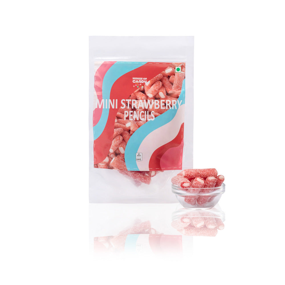 Fizzy Mini Strawberry Pencil Jumbo Pack - 1 kg