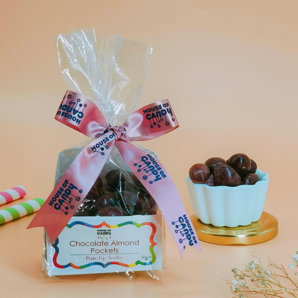 Dark Chocolate Almonds Candy Pocket (Pack of 2)